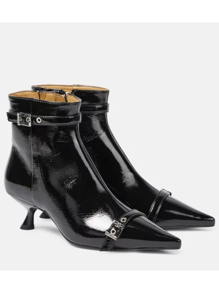 Cizme scurte Ganni din piele negru