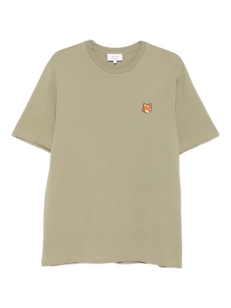 Tričko Maison Kitsuné s výšivkou zelené