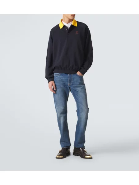 Tricou polo Versace din jerseu albastru