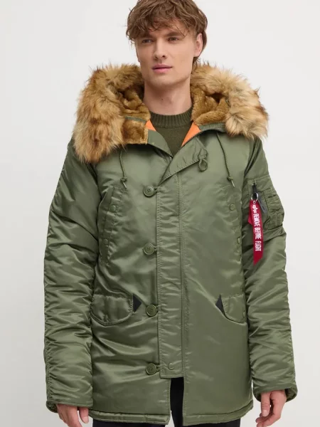 ALPHA INDUSTRIES Zimná parka VF olivová / oranžová zelená