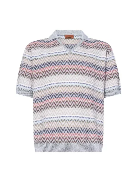Koszulka polo Missoni w paski casual z paskiem beżowa