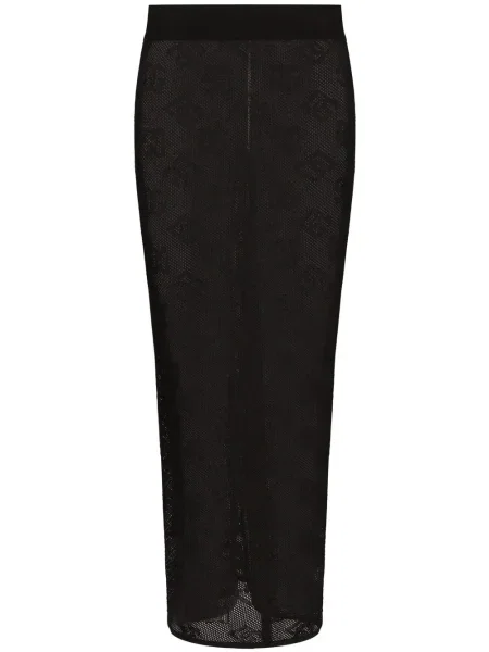 Fustă midi Dolce & Gabbana din jacard până la genunchi negru