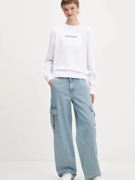 Guess Jeans bluza z aplikacją biały