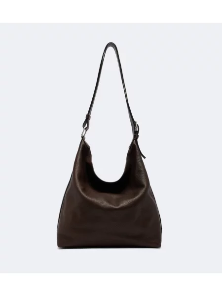 Usnjena shopper torbica The Row rjava