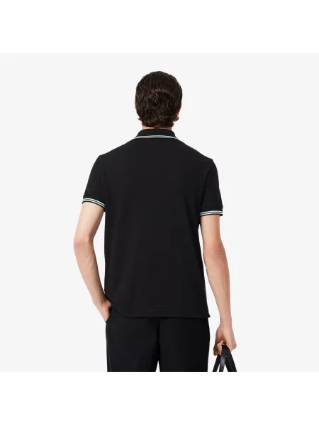 Lacoste Koszulka Polo Z Lamówką Regular Fit czarny
