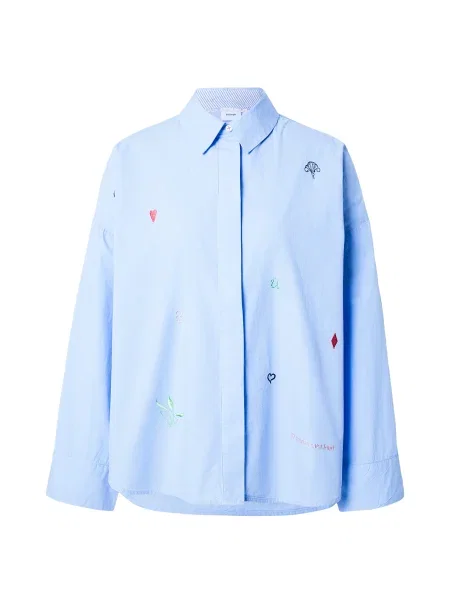 NÜMPH Bluza JUNA plava / svijetlozelena / lila crvena