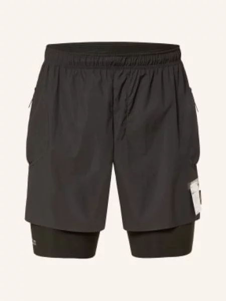 Satisfy Spodenki Do Biegania 2 W 1 Rippy™ Cordura schwarz czarne