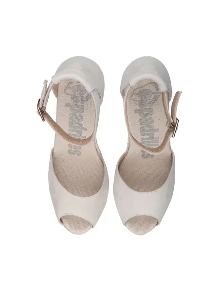 Espadryle Espadrilles skórzane na koturnie szare