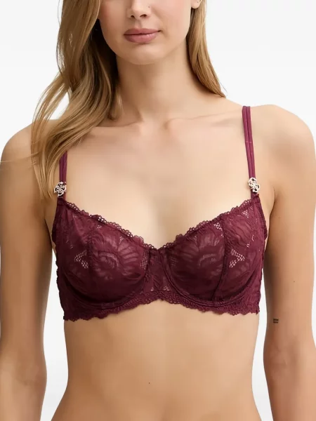Sutien Guess din dantelă cu autograf roșu