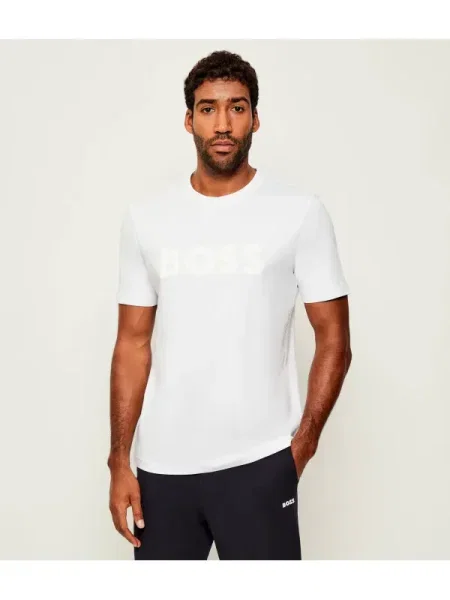 BOSS GREEN Tricou Iconic Zone alb