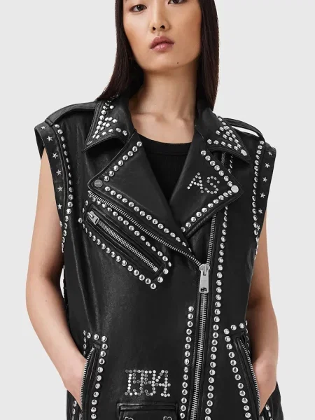 Шкіряна куртка Allsaints чорна