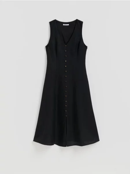 Reserved Rochie midi din amestec de in negru