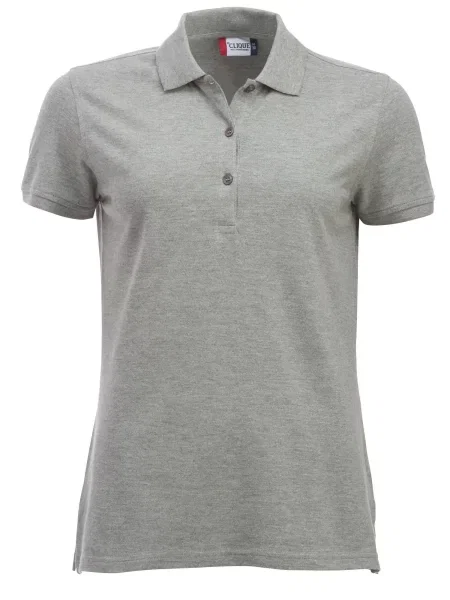 Clique Classic Marion S/S polo z bawełny nowoczesny krój – grey melange szara
