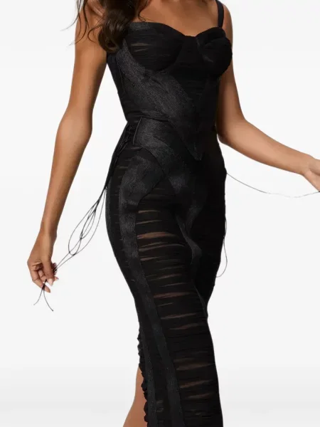 Rochie midi Norina St cu volane negru