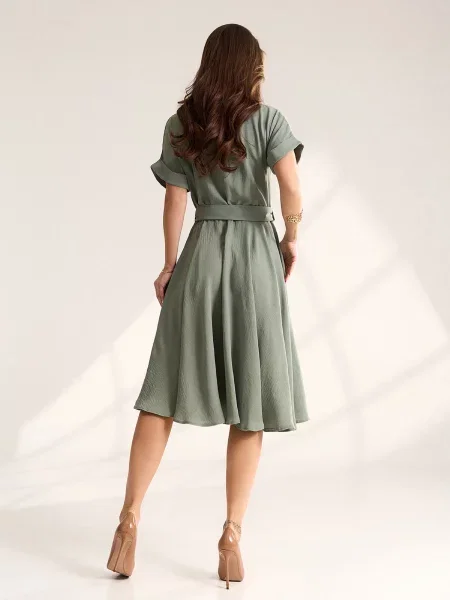 Сукня міді ISSA Plus оливковий комбінований верх