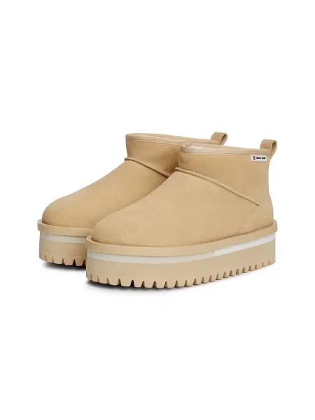Tommy Jeans Cizme de zăpadă Tjw Suede Flatform Boot Wl bej
