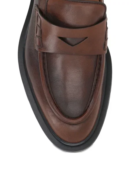 Pantofi loafer Santoni din piele maro