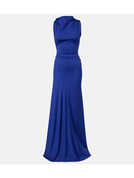Rochie Victoria Beckham asimetrică drapată albastru