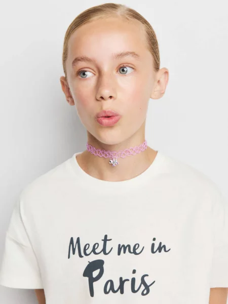 Wzorzysty t-shirt złamana biel Dzieci lata MANGO KIDS