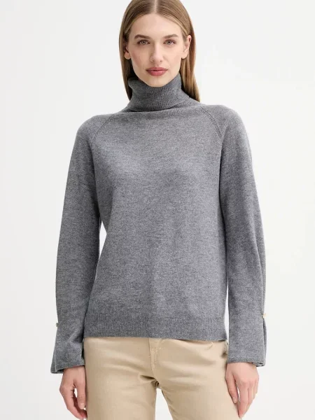 Fracomina sweter wełniany lekki z golfem szary