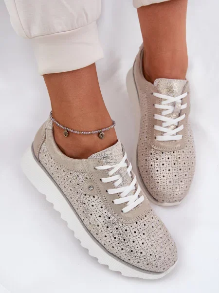 Semišové tenisky S. Barski zlaté