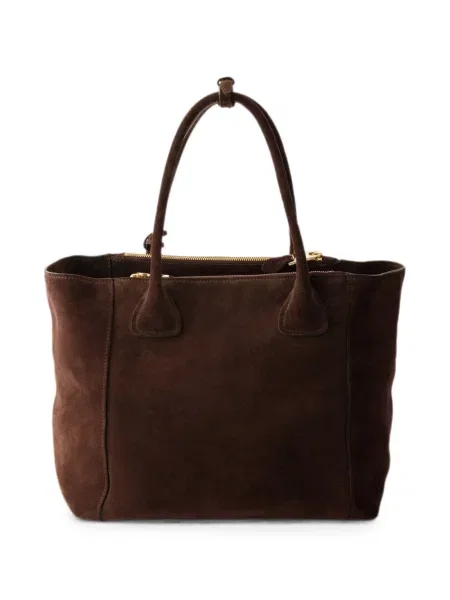 Geantă shopper Prada din piele de căprioară maro