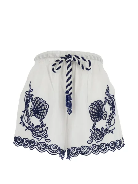 Pantaloni scurți Farm Rio cu broderie scurte alb