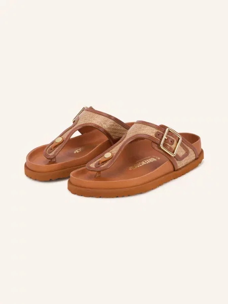 Birkenstock Žabky Na Gizeh Raffia koňaková / zlatá béžová