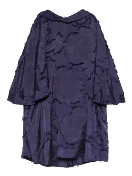 Mała sukienka mini Talbot Runhof z frędzli garniturowa niebieska