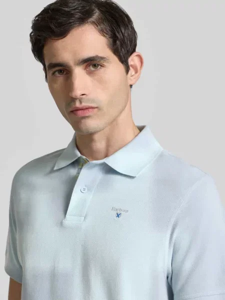 Koszulka polo Regular Fit z czystej bawełny Barbour niebieska