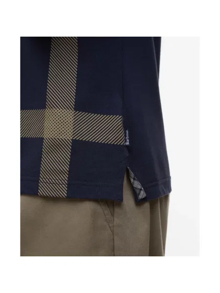 Koszulka polo Barbour w kratę granatowa