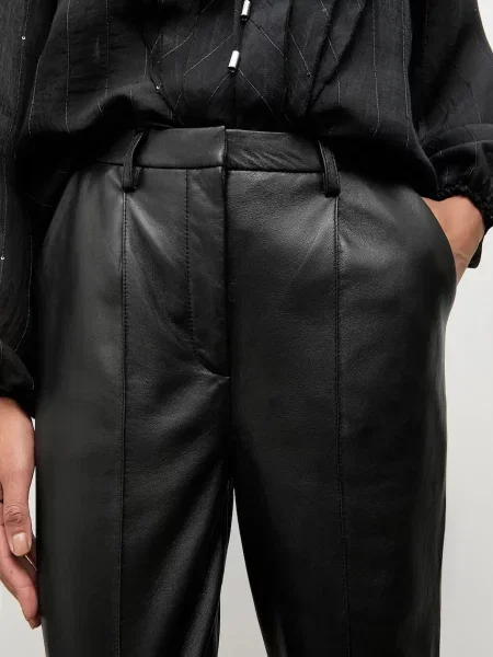Шкіряні штани Answear.LAB пряма висока посадка чорний