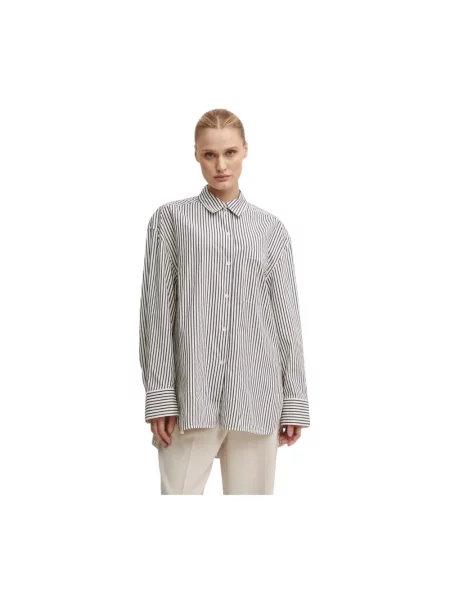 Day Birger et Mikkelsen koszula Tan Daily Classic Stripe RD relaxed z kołnierzykiem klasycznym brązowa