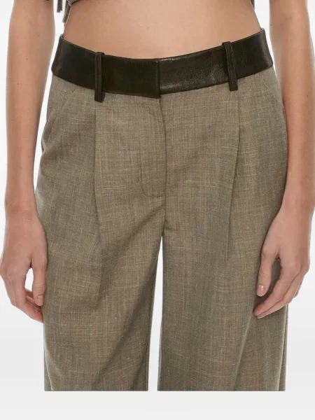 Pantaloni Christopher Esber din piele cu imprimeu tropical verde