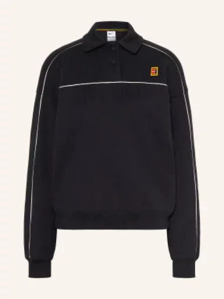 Nike Mikina S Límečkem Court Collection černá bílá