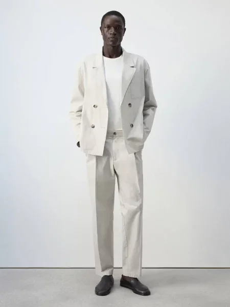 Spodnie relaxed fit cropped lodowy Mężczyzna 38 MANGO MAN szary