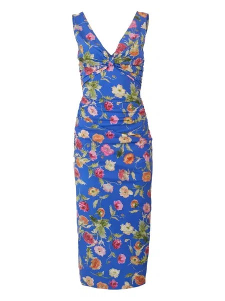 Rochie midi Carolina Herrera cu imagine până la genunchi de costum albastru