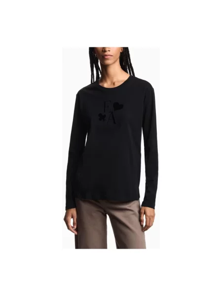 Top Emporio Armani z nadrukiem z dżerseju czarny
