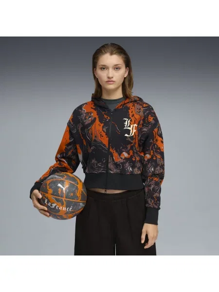 Krótka bluza z kapturem z zamkiem błyskawicznym LAFRANCÉ HEEM pomarańczowa