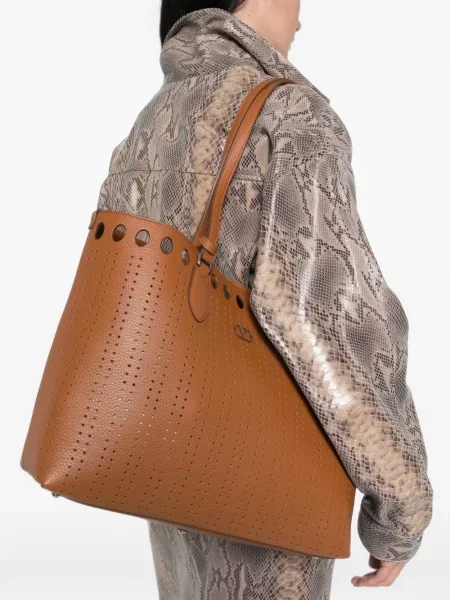 Τσάντα shopper Valentino Garavani καφέ