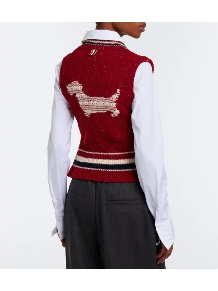 Vestă Thom Browne de lână roșu