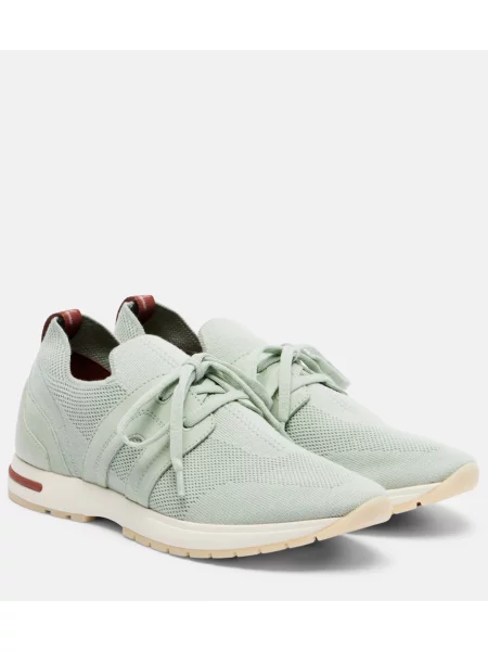 Sneakerși Loro Piana din piele de căprioară verde