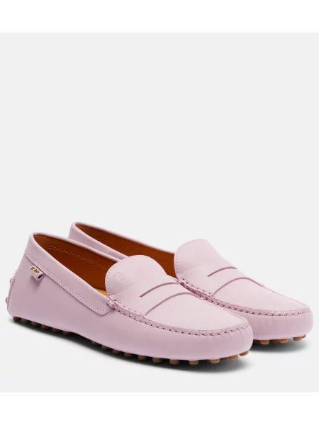 Pantofi loafer Tod's din piele violet