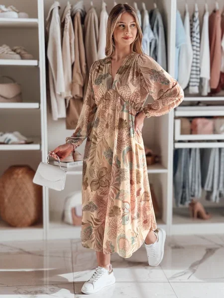 Rochie midi Dstreet până la genunchi cu model floral maro