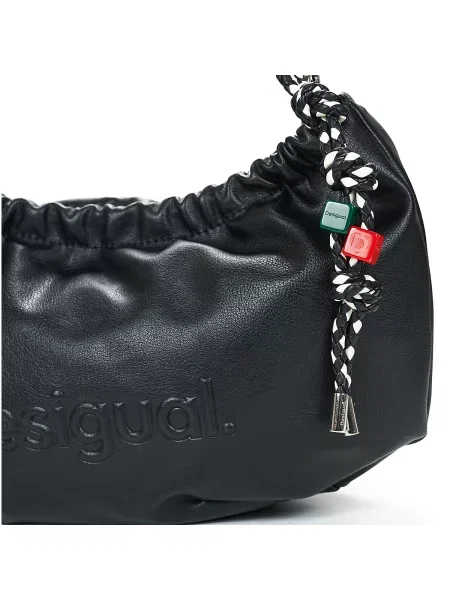 Geanta crossbody Desigual cu autograf negru