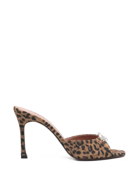 Sandale Amina Muaddi cu imagine cu model leopard maro
