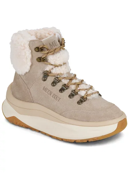 Pantofi Moon Boot din piele de oaie bej