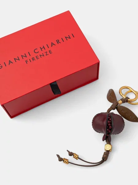 Broszka Gianni Chiarini skórzana brązowa
