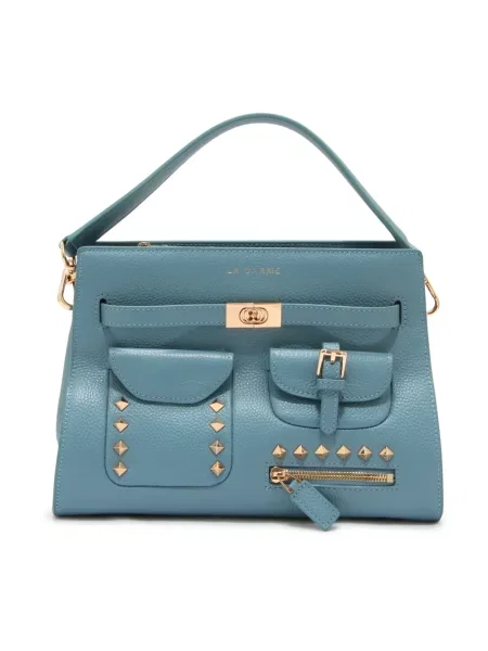 Shopperka La Carrie skórzana niebieska