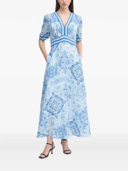 Rochie midi Hale Bob cu imagine cu decolteu în V alb